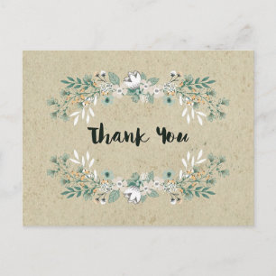 Postal Elegante Rústica Floral Sencilla Tierra Gracias