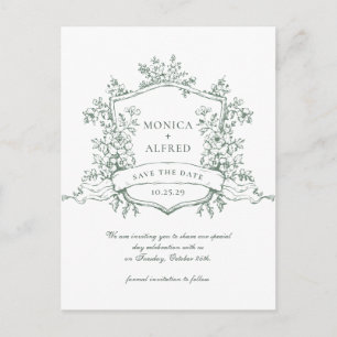 Postal Elegante Sage French Garden Wedding Salva la fecha