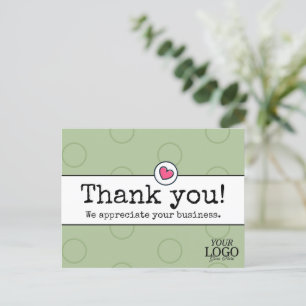 Postal Elegante Sage Green Con El Corazón De Negocios Gra