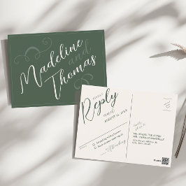 Postal Elegante Sage Sage Sage Green Wedding RSVP