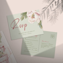 Elegante Sage y Rubor Peony Flower RSVP