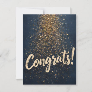 Postal Elegante saludo de "¡Felicidades!" con confeti dor