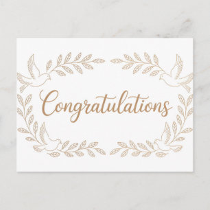 Postal Elegante saludo de "Felicidades" con palomas