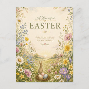 Postal Elegante saludo de Pascua de flor silvestre, diseñ