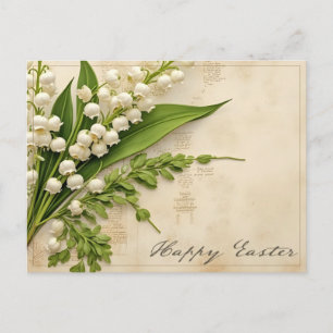 Postal Elegante saludo de Pascua de lirio de los valles