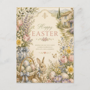Postal Elegante saludo de Pascua del campo francés vintag