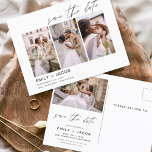 Postal Elegante Save the Date 4 Foto Minimalista<br><div class="desc">Paisaje moderno y elegante Horizontal Cuatro (4) Foto Guardar el Boda de fecha con tipografía de escritura con letras a mano. El imán para guardar la invitación de fecha incluye tipografía y moda de guiones y un diseño sencillo al que puede agregar su imagen personalizada de fotografía de compromiso.</div>