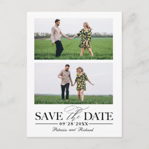Postal Elegante Save The Date de Boda Collage de 2 Fotos