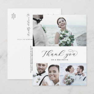 Postal Elegante Script 3 Collage de fotos Boda Gracias P