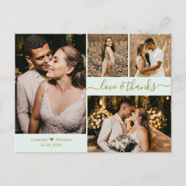 Postal Elegante Script 4 Boda Collage de fotos Gracias P