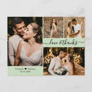 Postal Elegante Script 4 Collage de fotos Boda Gracias
