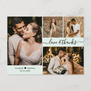 Postal Elegante Script 4 Collage de fotos Boda Gracias