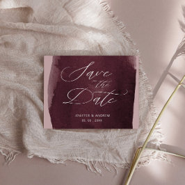 Postal Elegante Script Acuarela Lavado Guardar La Fecha