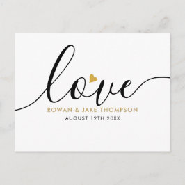 Postal Elegante Script Gold Heart Gracias Moderno