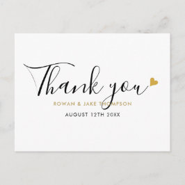 Postal Elegante Script Gold Heart Modern Gracias