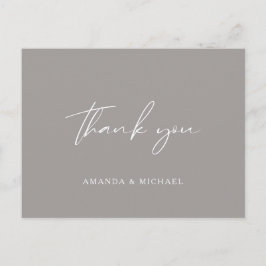 Postal Elegante Script Gray Monocrome Boda Gracias