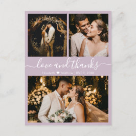 Postal Elegante Script Lilac Boda Gracias Postcard