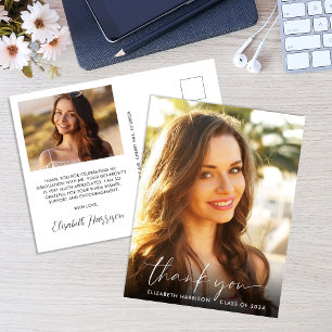 Postal Elegante Script Overlay Photo Graduation Gracias