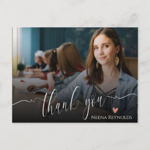 Postal Elegante Script Photo Graduation Gracias