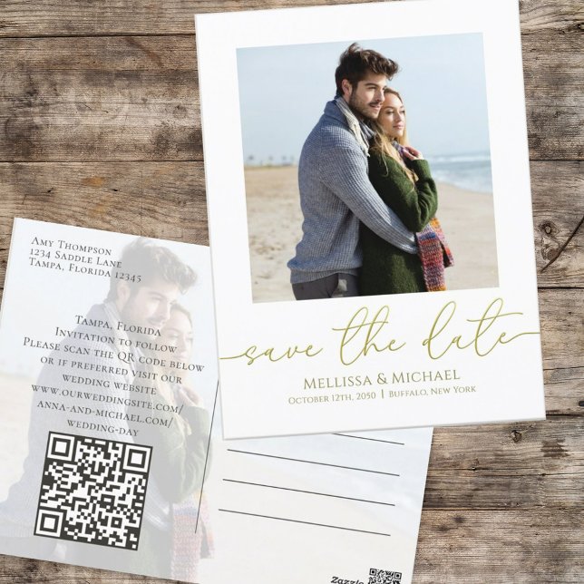 Postal Elegante Script Wedding Save the Date Photo (Subido por el creador)