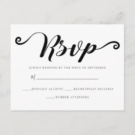 Postal Elegante Sencillo RSVP Blanco Y Negro
