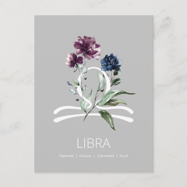 Postal Elegante Símbolo floral de la lira (Anverso)