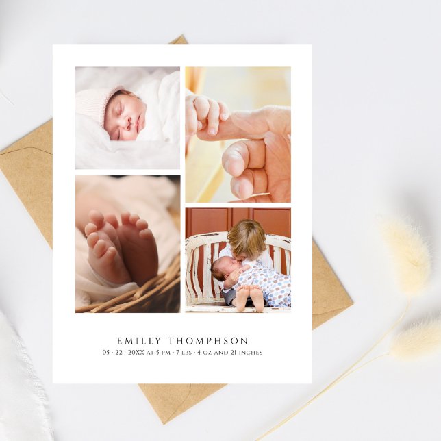 Postal Elegante Simple 4 Foto Baby Shower Gracias (Subido por el creador)