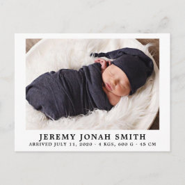 Postal Elegante simple anuncio de nacimiento de bebé míni