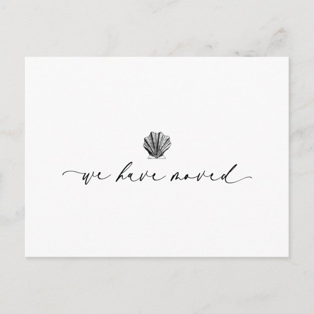 Postal Elegante Simple Hemos Movido Guión Escrito A Mano (Anverso)