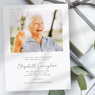 Postal Elegante Simple Moderno Chic Funeral Memorial Foto