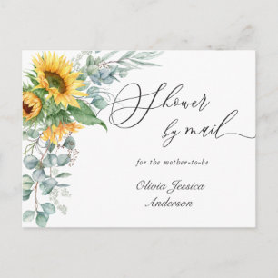 Postal Elegante Sunflower Eucalyptus Baby Shower Por Corr