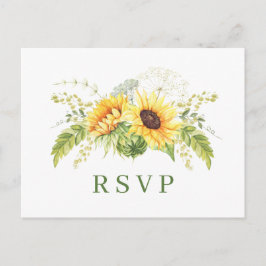 Postal Elegante Sunflowers Eucalyptus Floral Wedding RSVP