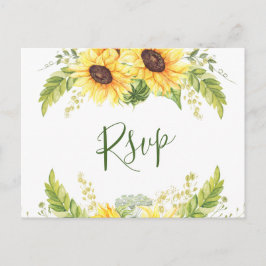 Postal Elegante Sunflowers Eucalyptus Floral Wedding RSVP
