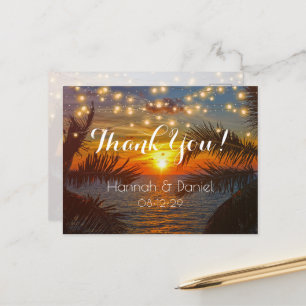 Postal Elegante Sunset Palm Beach Boda De Verano Gracias