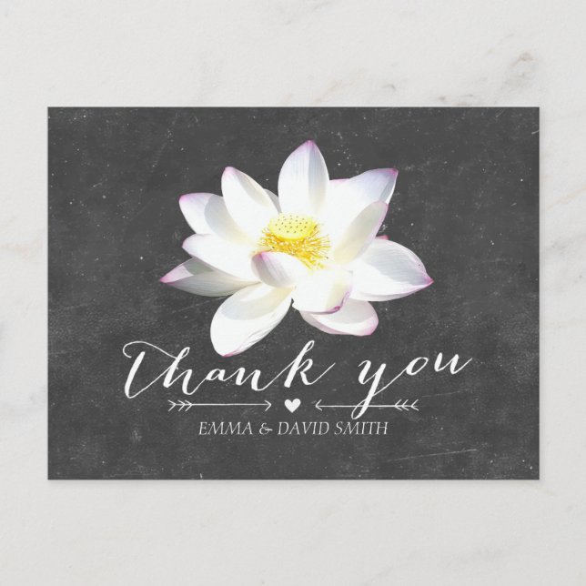 Postal Elegante tablero de flores de Lotus Gracias (Anverso)