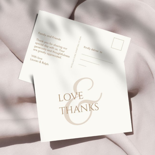 Postal Elegante Taupe y Marfil No-Foto Gracias (Subido por el creador)