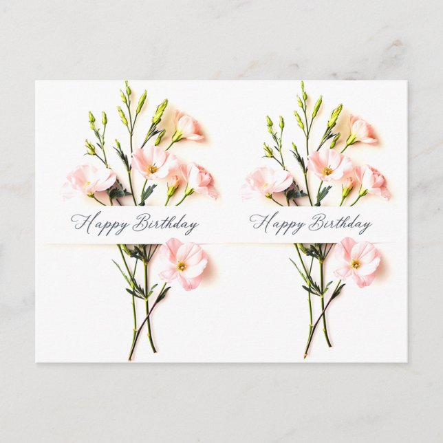 Postal Elegante texto manuscrito de cumpleaños floral (Anverso)
