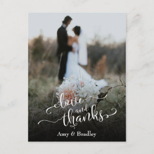Postal Elegante tipografía Boda amor y gracias