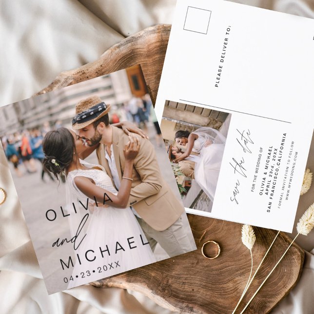 Postal Elegante tipografía Salven la foto de fecha Minima (Subido por el creador)