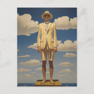 Postal Elegante traje de playa retro Impresionante Moda d