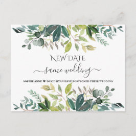 Postal Elegante vegetación Mismo Boda Nueva Fecha de Actu