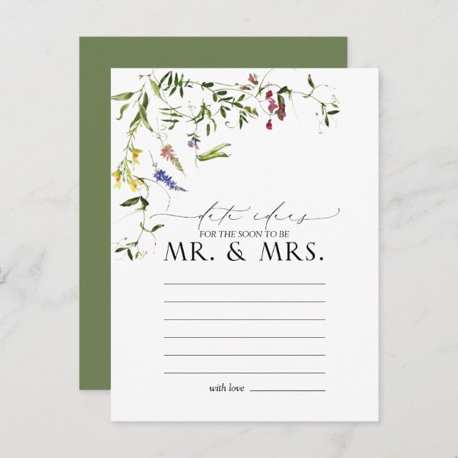 Postal Elegante Verano Flora Silvestre acuarela Ideas de  (Anverso / Reverso)