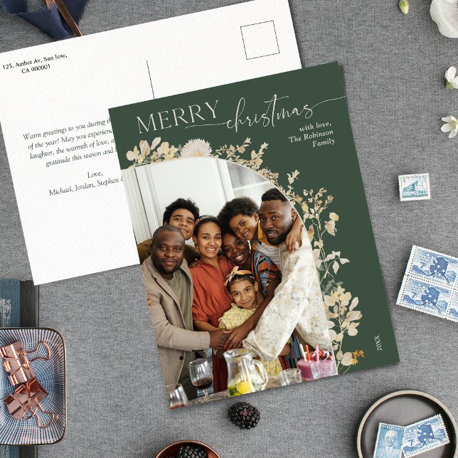 Postal Elegante Verde 1 Foto Arco Feliz Navidad (Subido por el creador)