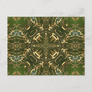 Postal Elegante Verde Retro Y Kaleidoscopio Oro