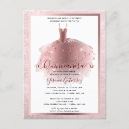 Postal Elegante vestido de Quinceañera de oro rosa