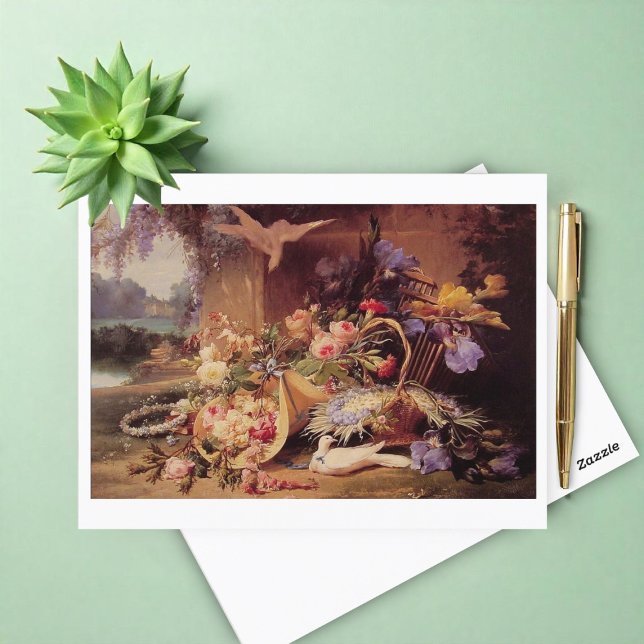 Postal Elegante vida fija con flores de Eugene Bidau (Subido por el creador)