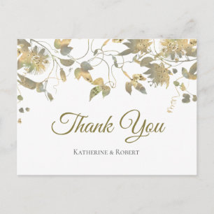 Postal Elegante Vine De Flor De Oro Gracias Postcard