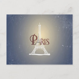 Postal Elegante Vintage Blue Eiffel Tower Paris Design