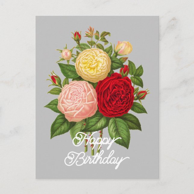 Postal Elegante Vintage Céline Forestier Rosa Cumpleaños (Anverso)