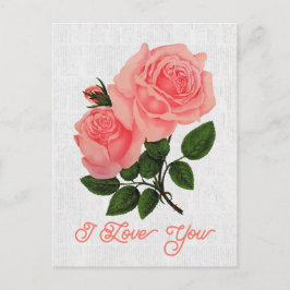 Postal Elegante Vintage La France Rosa Floral te amo
